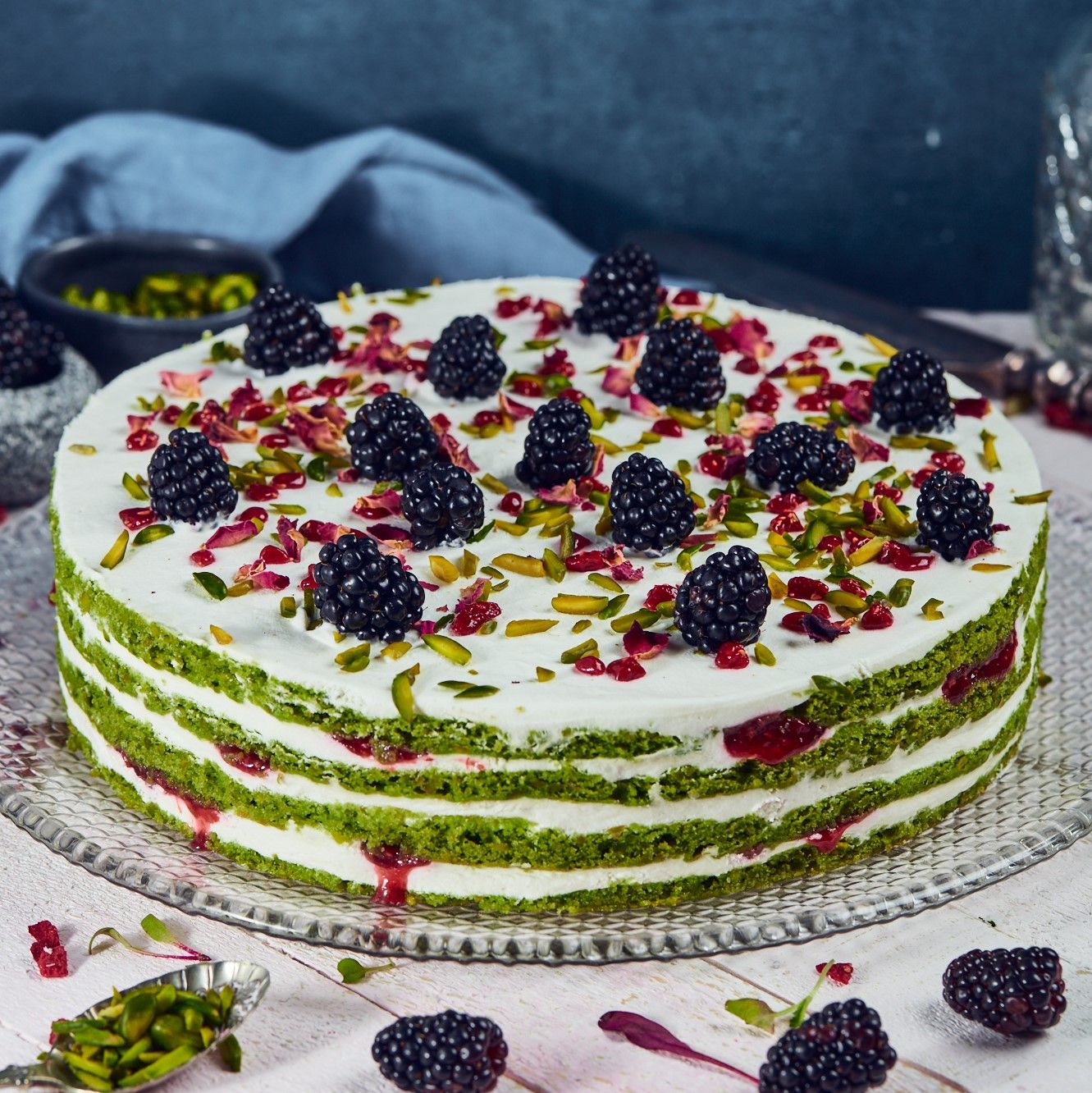 Pistachio Rose & Raspberry Cake