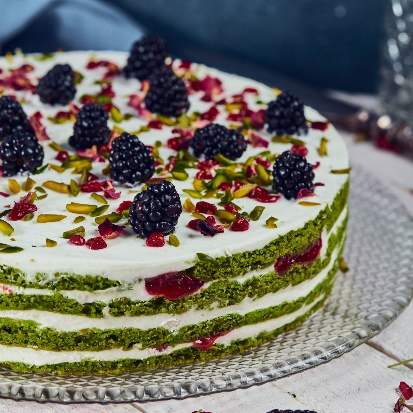 Pistachio Rose & Raspberry Cake